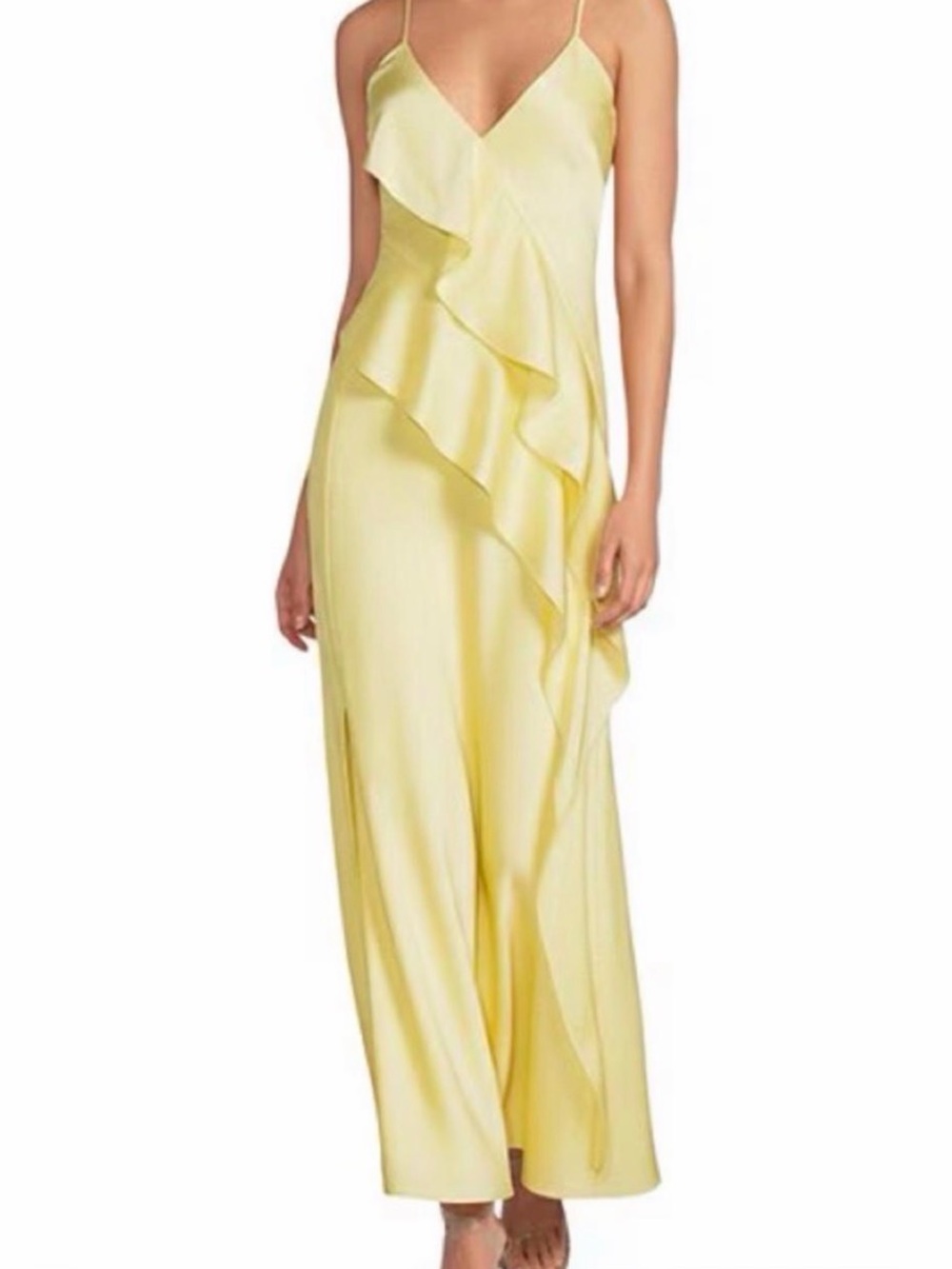 Gianni Bini Yellow Ruffle Slip Maxi Dress